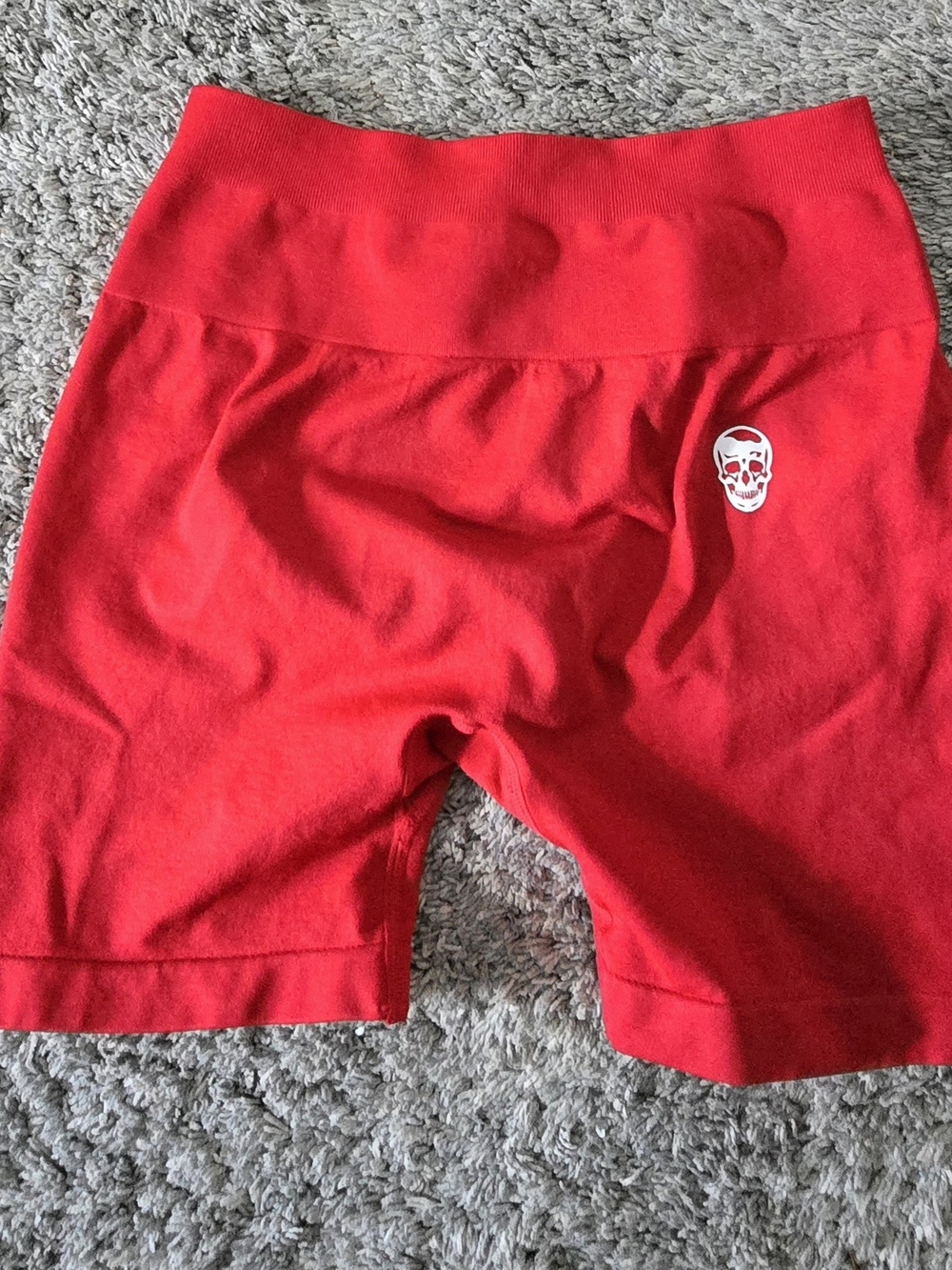 Gymreapers Medium Red Infinity Seamless Workout Gym Shorts Skull